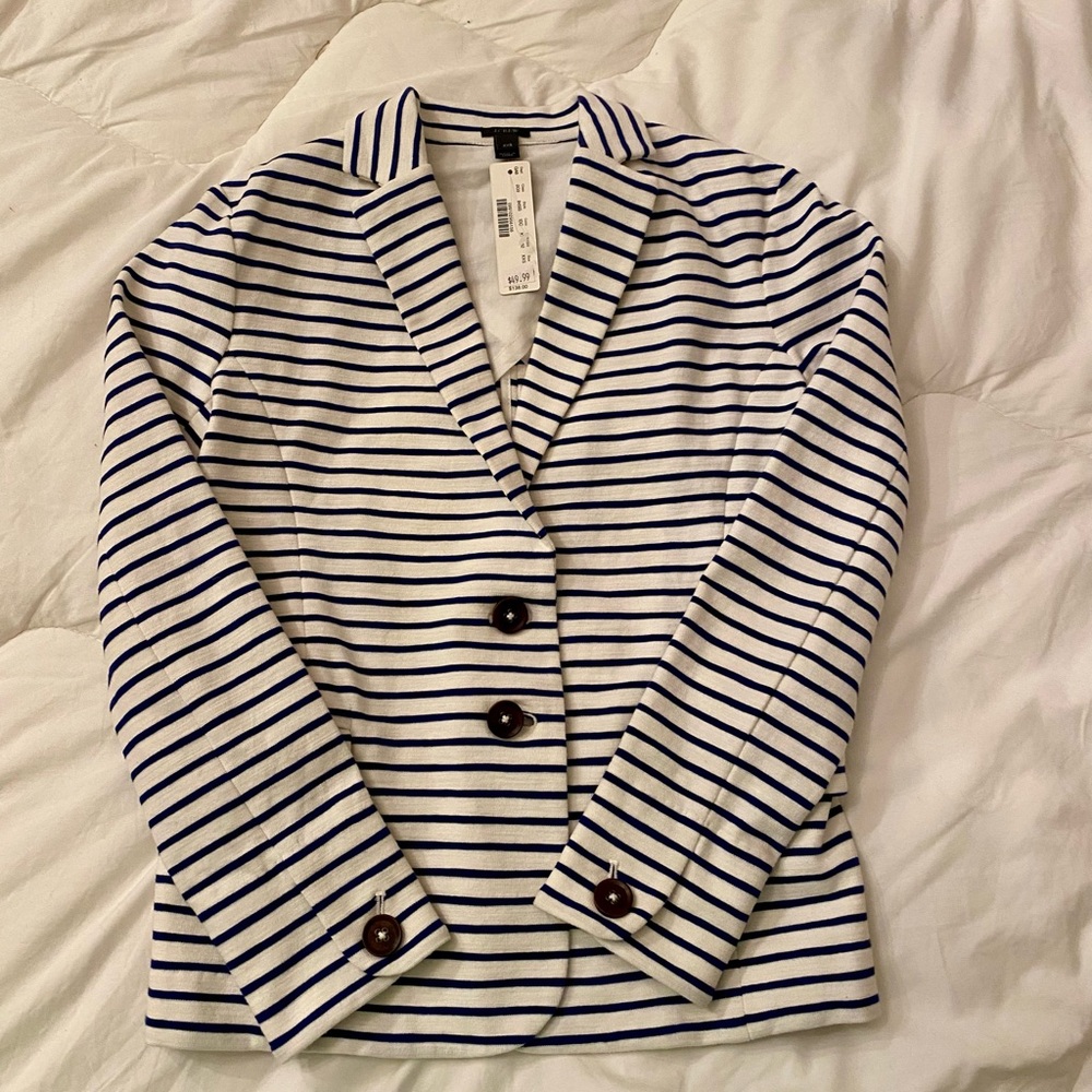 J.Crew striped blazer XXSM. Extra Extra small. Navy and white. New with tags.